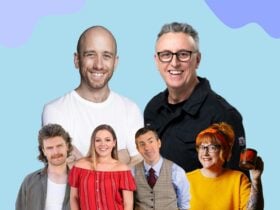 Image of smiling comedians