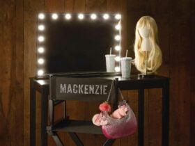 A photo of a makeup mirror and director