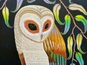 detail: âYou came to me in a dreamâ acrylic and guache