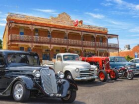 cars are edited to look like they are in front of the pub