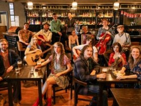 The cas tof Once gathered at the pub