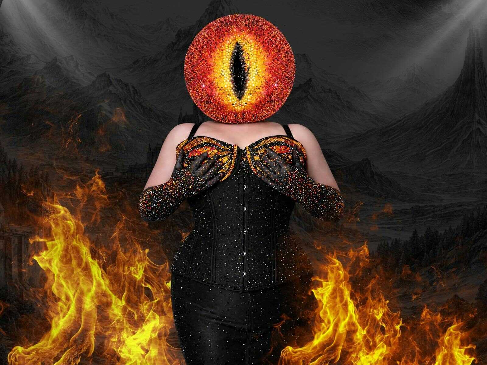 Being dressed in womens clothing surrounded by fire