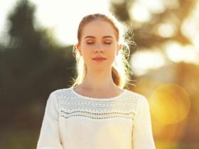 Woman meditating with closed eyes