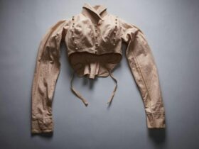 Photo of a jacket made out of repurposed materials