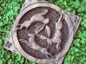 Handcarved rabbit design in wood