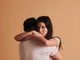 Juliet embracing Romeo