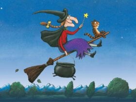 witch flying on a broom stick