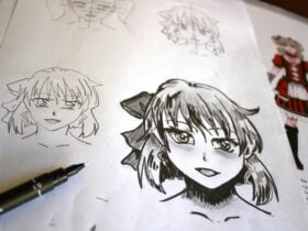 manga sketch of character head