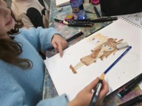 manga student sketch drawing close up