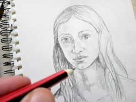 portrait pencil drawing girl by Mara Jordan scribble cat Studios