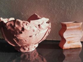 Pink clay vase and vessel