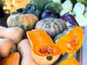 Fresh seasonal produce sliced open