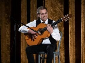 Performer playing the guitar.