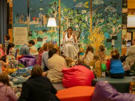 Kids and carers attending a special storytime after dark