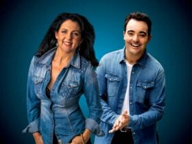 Tania Kernaghan and Jason Owens decked out in double denim