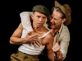 Two men from 1945 larking about