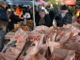 The Great Trentham Spudfest - photo of the Wicker family spud stall and famous Trentham potatoes