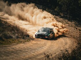 Rally Car with dust trail