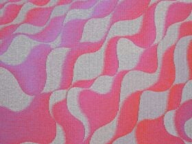 Pink and grey patterned tapestry