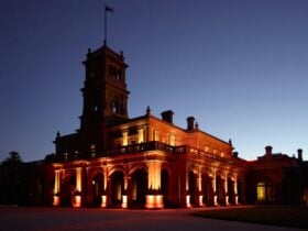mansion at night