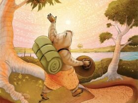 illustration of wombat on walking trail