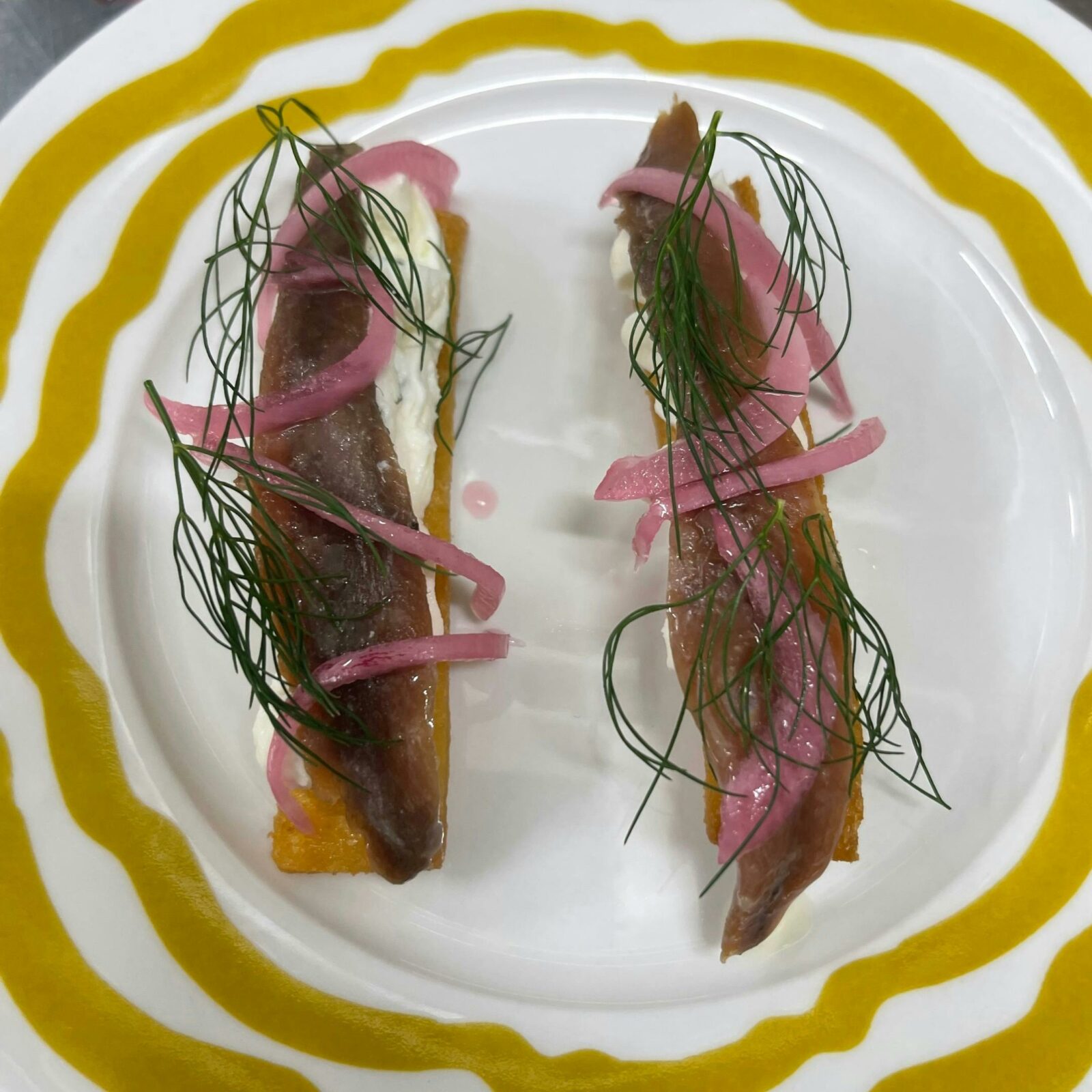 Cantabrian anchovy toast, lemon and dill ricotta