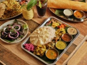 Biryani, Kerala beef fry, dosa & banana leaf sadya is served