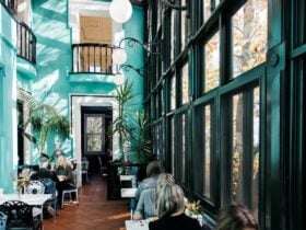 Customers eating lunch at Bad Habits Café
