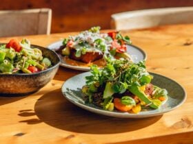 Three plates of food at the Merri Cafe,