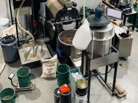 Phantom coffee roaster, green beans, colombia coffee sack