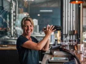 Bartender posing at the bar