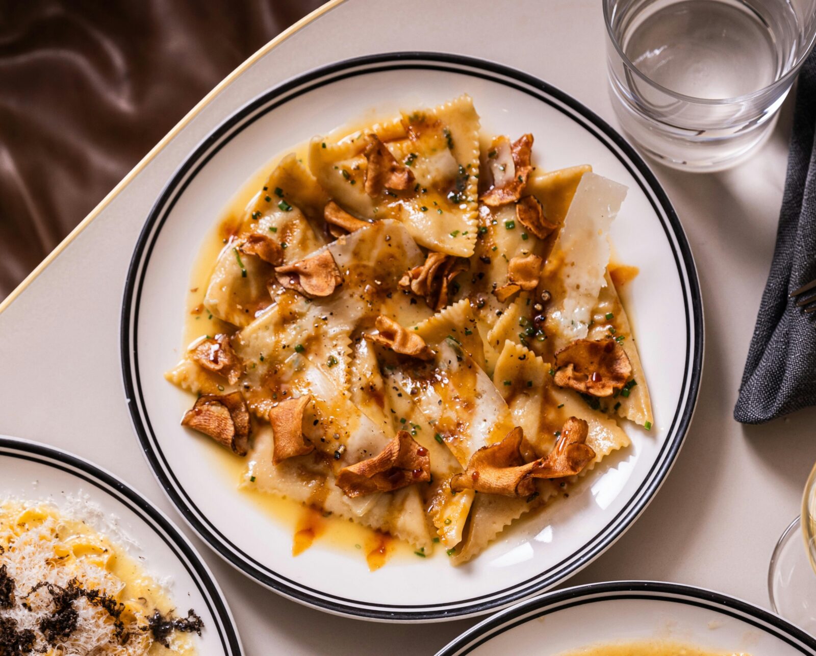 A plate of Jerusalem artichoke ravioli