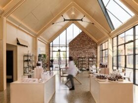 retail store with a blurred person walking past