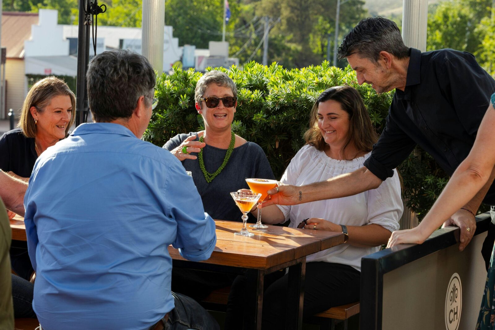 Sitting outside in one of the courtyard areas, you can bring your dog and enjoy drinks and a meal