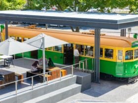 Aerial shot of the Tram Café