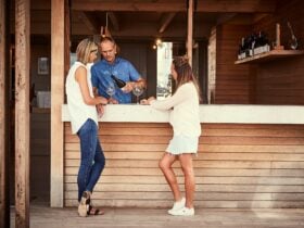 Guests enjoy a tasting at Yabby Lake cellar door, open for tastings 7 days a week