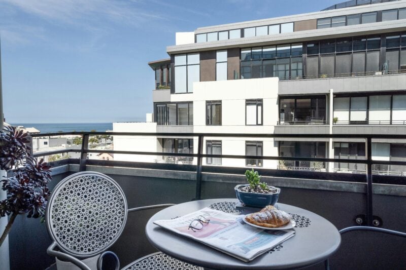 Port Melbourne Apartment balcony with view of ocean