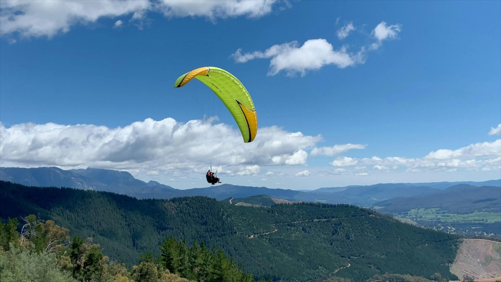 Tandem Paraglide over Mystic Mountain
