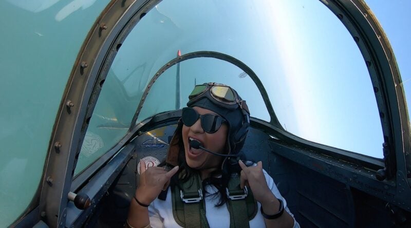 Passenger on combat flight feeling excited