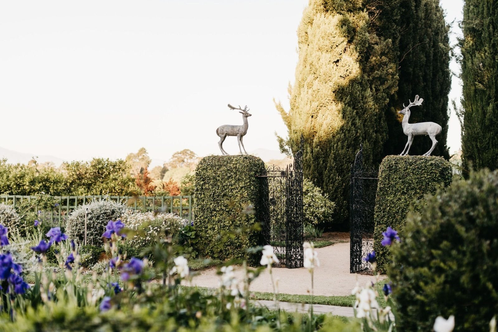 View from the Herbaceous border looking into the distance with the historical stags in view