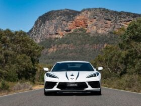 Photo of a Corvette with Mount Abrupt in the background