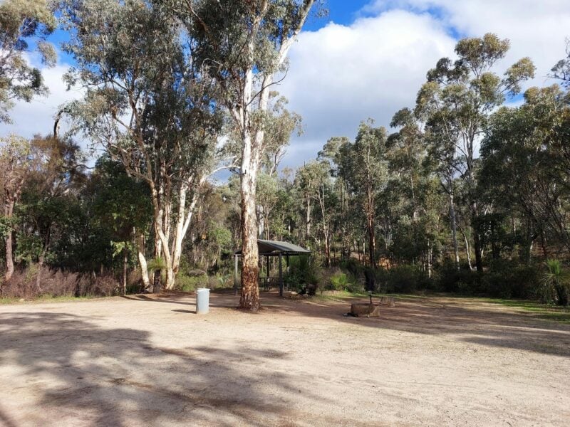 Shelter under trees.