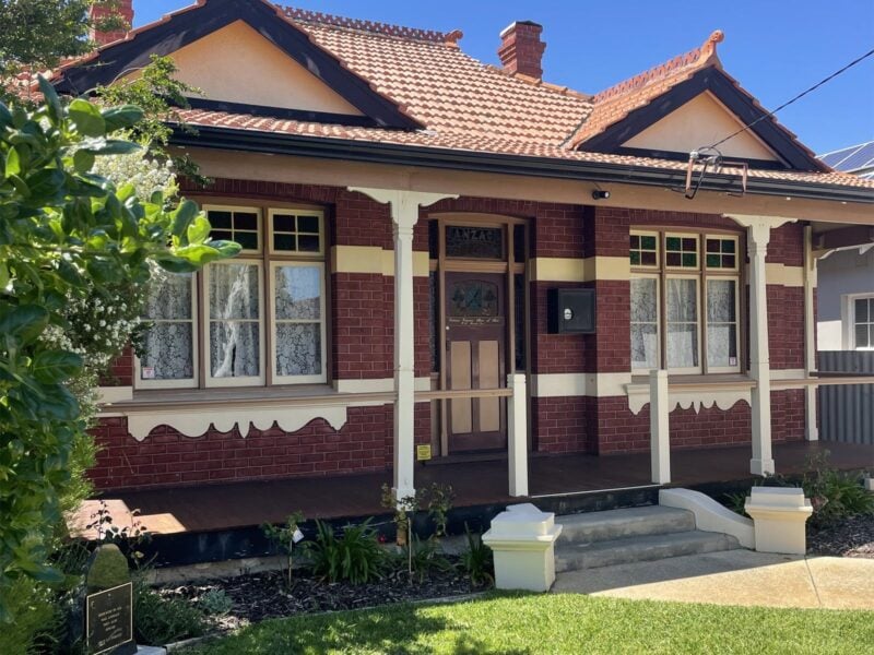 Front entrance of ANZAC Cottage