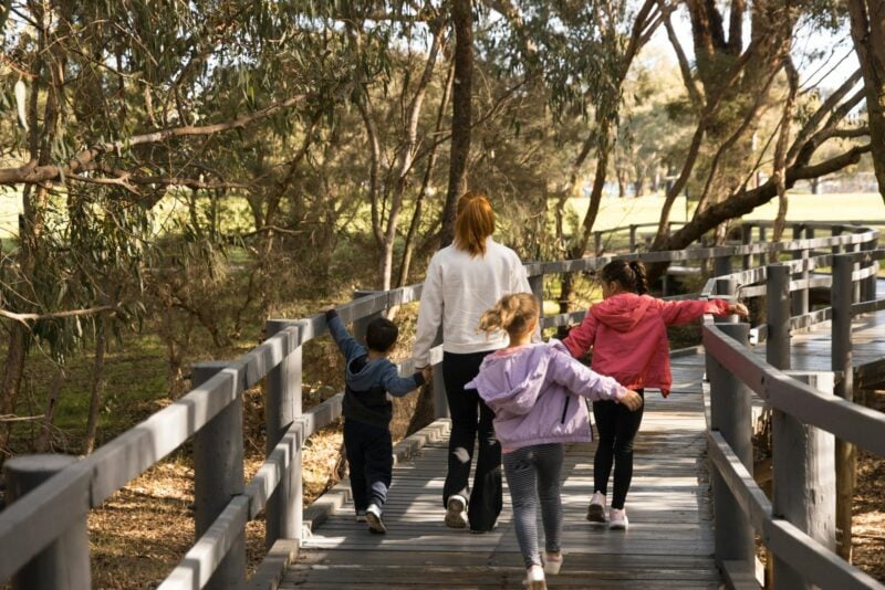 Family enjoying boardwalk and nature at Lake Gwelup