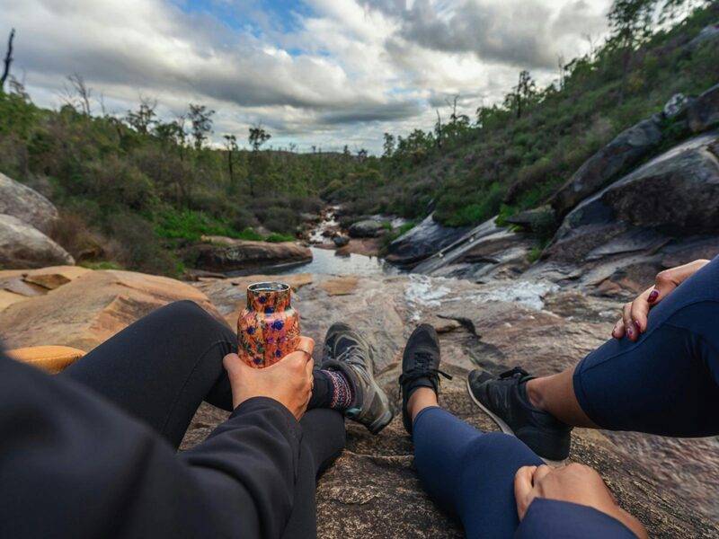 Looking down the valley at the waterfall at Marrinup Falls Walk Trail, Dwellingup