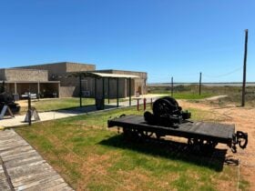 Two of the museums open off the forecourt which contains various artefacts and access to walkways