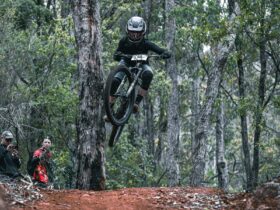 MTB Rider jumping gap