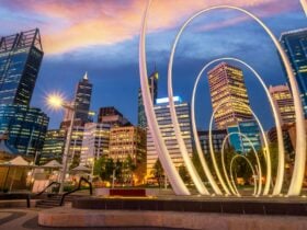 High rise buildings city night time