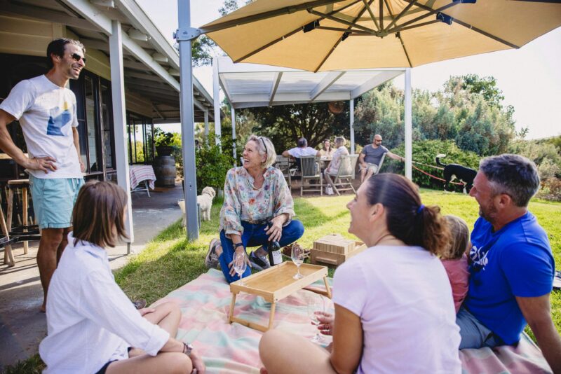 Outdoor wine tastings in garden