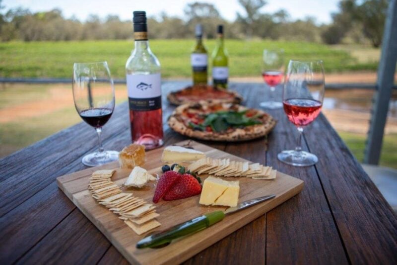 Pizza and cheeseboard